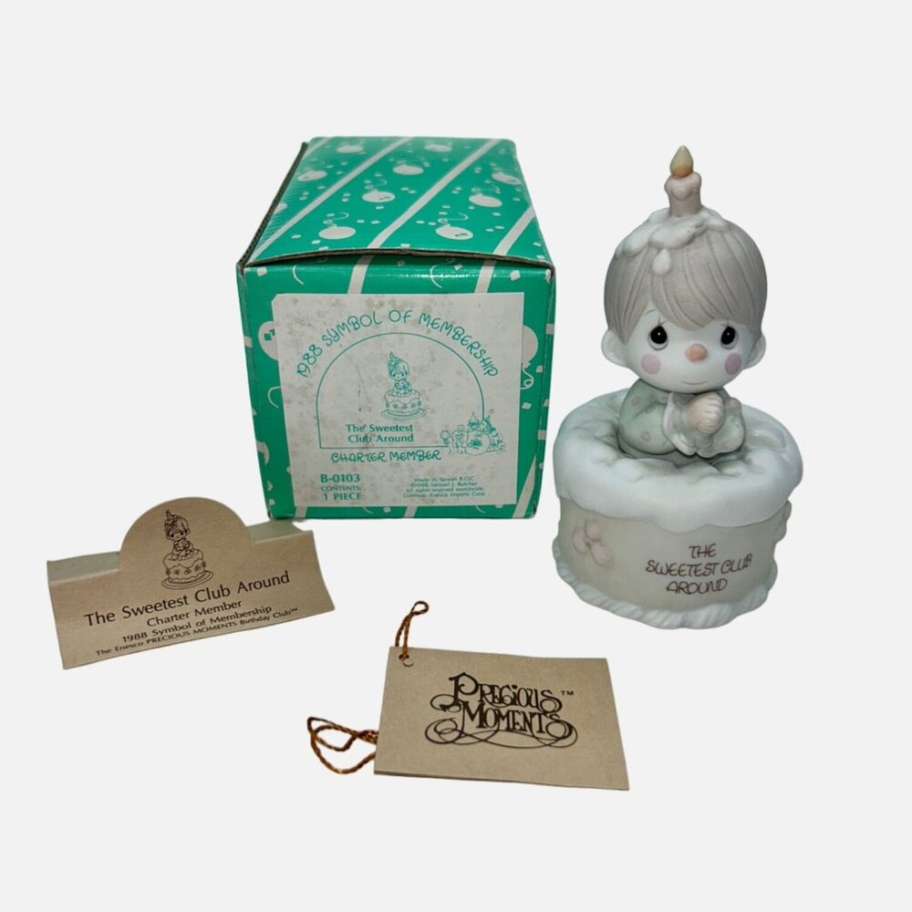 Precious Moments The Sweetest Club Around‎ B-0103 Boy Birthday Cake Figurine